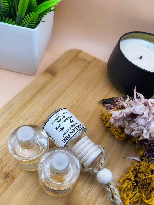 Golden Pine – Essential Oil Blend for Car Diffuser (Wood Cap Bottle)